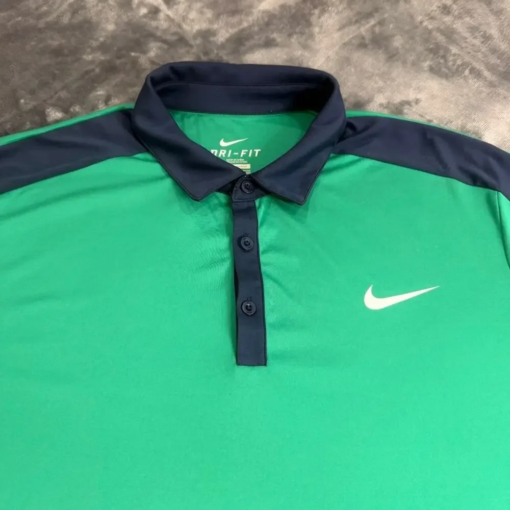Nike Team Court Polo Performance Mens Sz XL Green Dri Fit